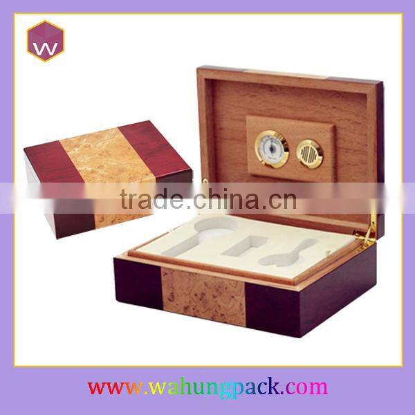 Fancy Wooden Cigar Box Hardware/ Cigar Box With Custom Window And Metal Lock Design