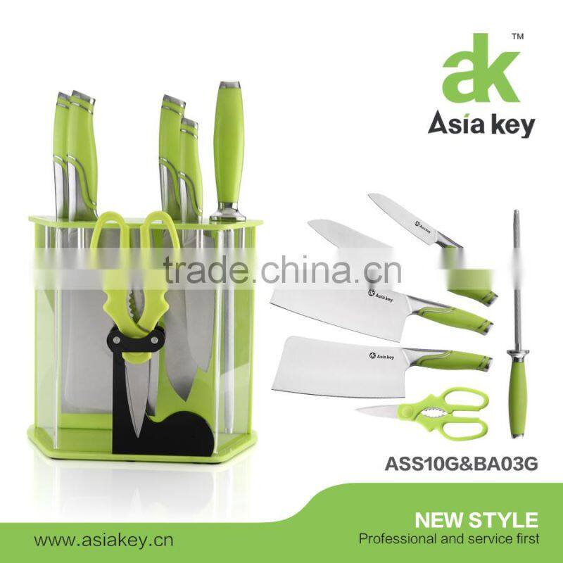 Top standard 7 pcs stainless steel black ss knife set with scissor