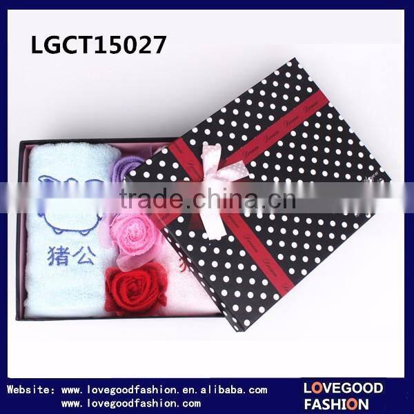 100% Cotton Plain Dyed Lover's Gift Lovely Box Towels Set