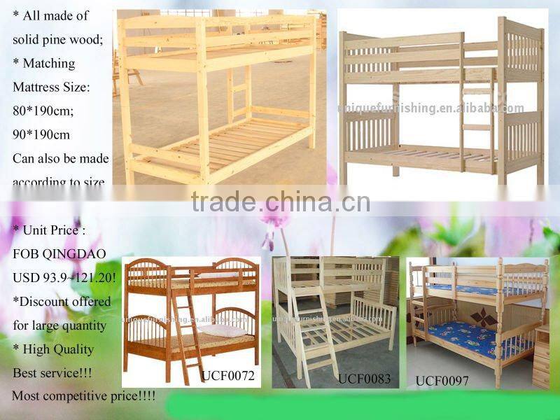 Used cheap prices solid wood kids bunk beds for sale