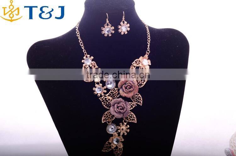 >>>2016 new arrival European style Collar Vintage Acessories Charm Flower Necklace earring classical jewelry sets/
