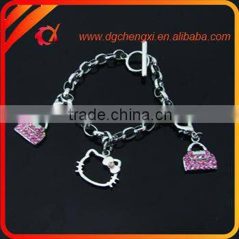 metal link bracelet with beautiful hello kity charms