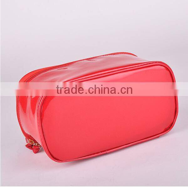 Shinny PVC red leather girl makeup bags cosmetic bag