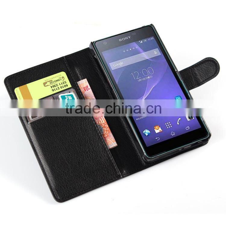 Stand wallet Leather Case cover / Card for Alcatel One Touch Idol Alpha 6032A b