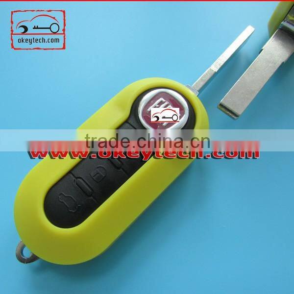 High Quatity Fita 500 flip remote key shell yellow 3 button Fiat 500 Brava Panda Punto fobs romote key case