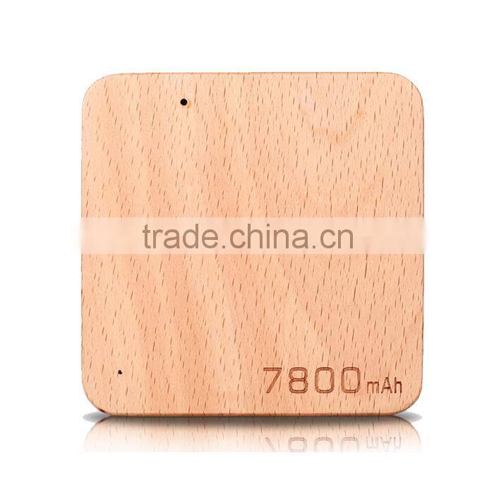2015 Competitive mobile laptop charger power bank 7800mah wood power charger