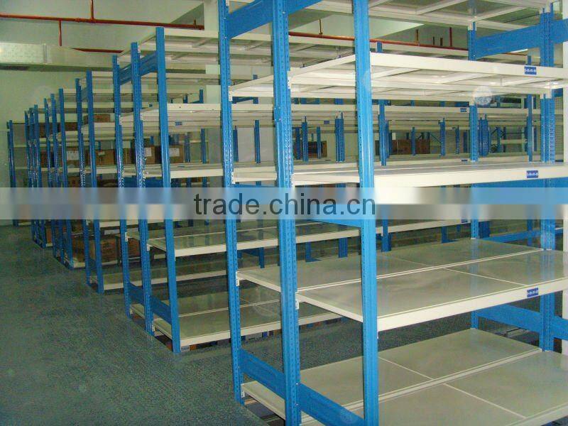 light duty blue and orange pallet shelving