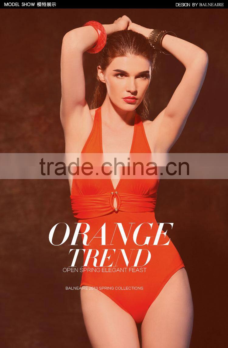Balneaire new style women orange sexy one Piece Swimwear,wholesale plus size swimsuits