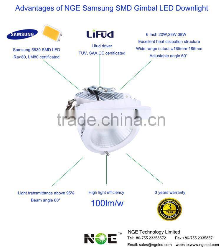LED windows display downlight adjustable 38w led adjustable downlight
