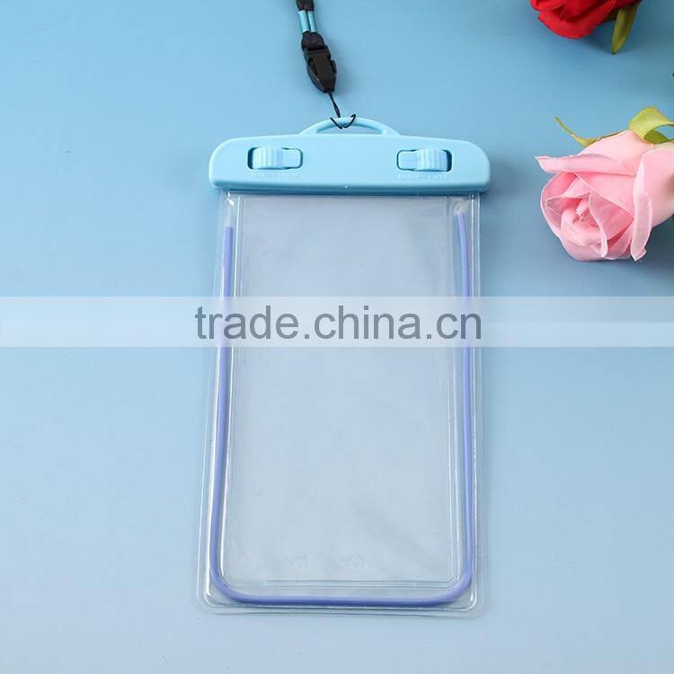 Plastic pvc waterproof bag for mobile phone with string / waterproof beach bag with zipper