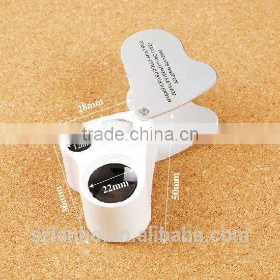 30X 60X Loupe 2LED Magnifier Jewelry identifying Magnifying 9889