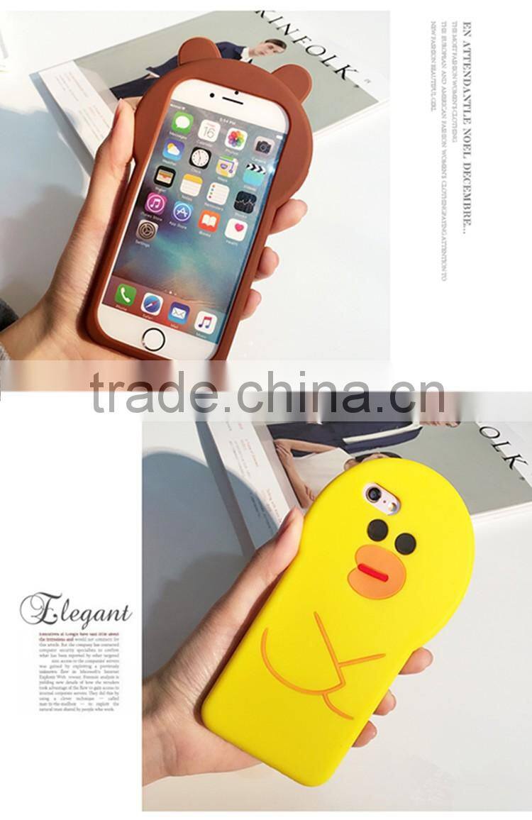 Fashion Korea 3D Cute Lovely Cartoon Lover Bear Rabbit Chicken Soft Silicone Shockproof Phone Protector Case for iPhone6 6s Plus