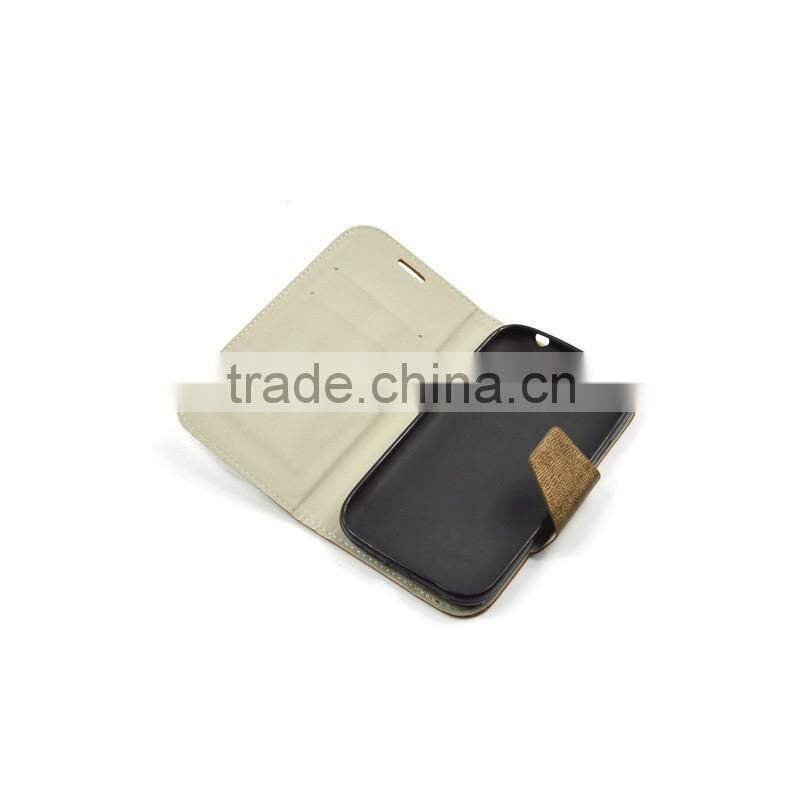 2016 Hot Sales PU Leather Case for iphone6 by Wooden Lines Grain and Suitable for Business Man with Card Slots and Big Magnet