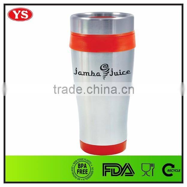 16oz insulated stainless steel thermal camping mug with screw lid