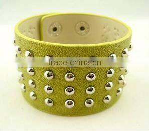 Fashion Punk Faux Leather Bracelet with Dot Rivets