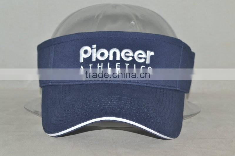 Guangzhou hat factory professional custom 100% cotton/dark blue/sun visor