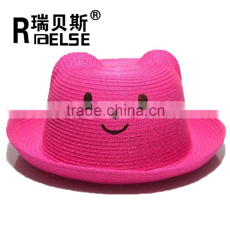 kid bear fashion paper straw hat