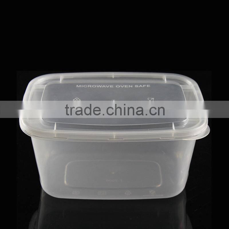 High quality plastic food container PP box flat cover 2000ml