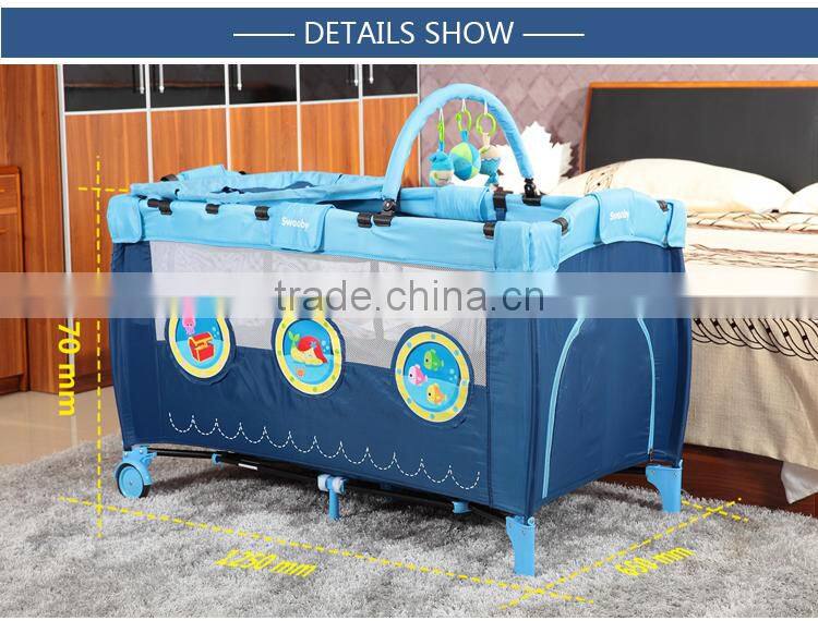 Multi-function baby playpen/playard, baby cot bed with cartoon pattern