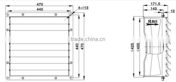 YWF2E-400 Air Louver diffuser Gravity louvred grill vent fan