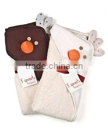 Panda design velour hooded towel for kids