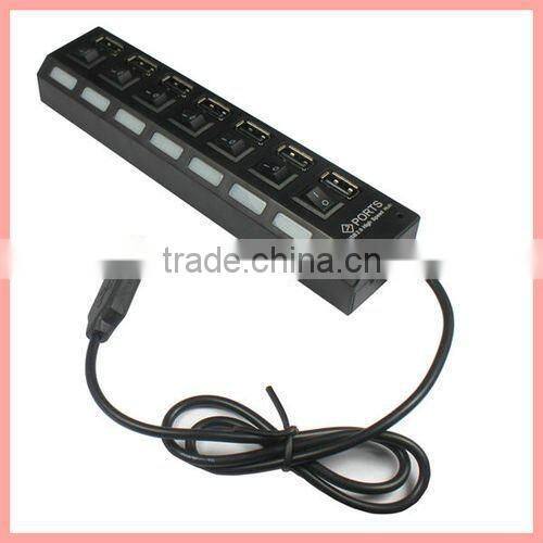 7 Port ON/OFF Switch USB 2.0 HUB High Speed For PC Laptop Computer Notebook