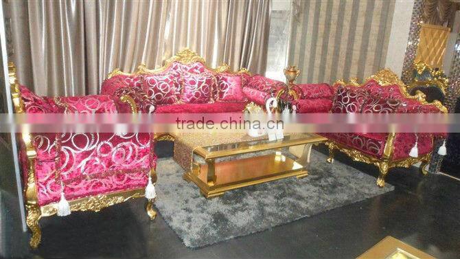 Luxury living room fabric sofa set in brown color