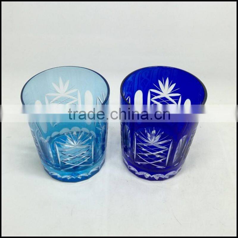 cobalt blue 8 oz stock hand cut round glass tumbler