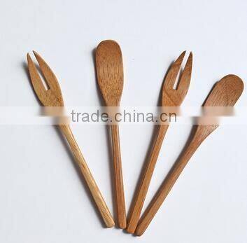 CY047 Natural Wooden Mini Spoon Fork Janpan Style Bamboo Fork Tableware Kit