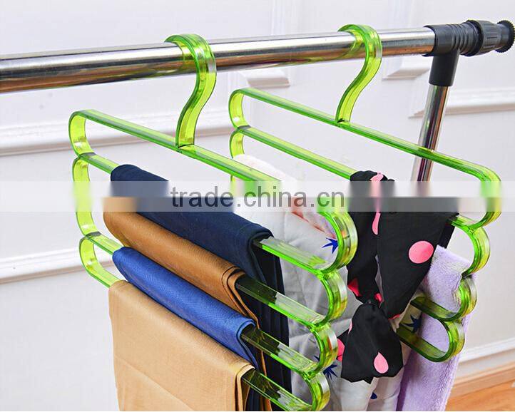 Fashion Colorful 4Layer Plastic Trousers Hanger Towel Hanger Clothes Hanger