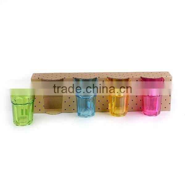 12.5oz bar drinking glass colorful water cup gift set high quality octagon cup
