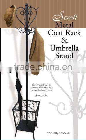 RH-4737 Multifunctional metal standing coat rack with umbrella holder hat clothes coat rack