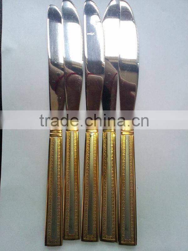 Winolaz stainless steel dinner knife with gold plating handle