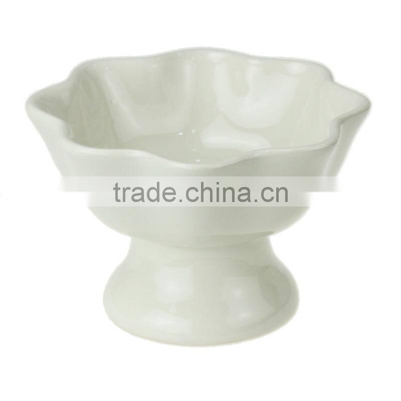 4.3" flower shape grey color personalized ceramic ice cream sundae bowls