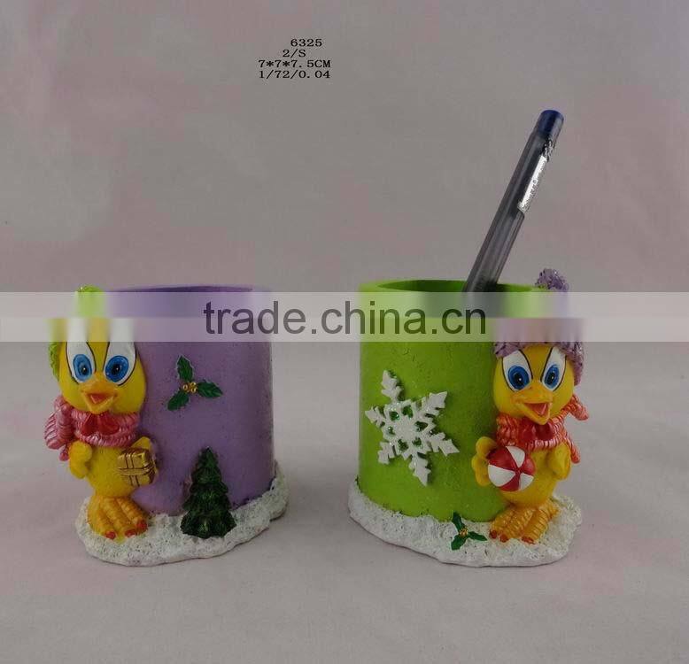 resin chick figurine pen container for new year symbol decor