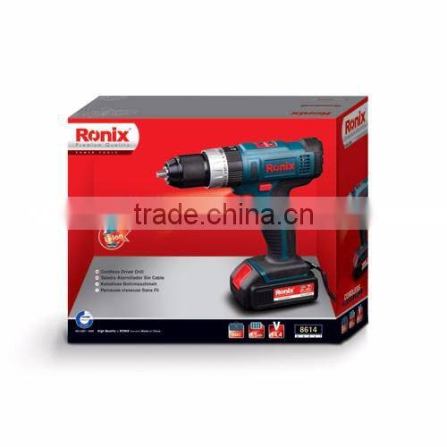 Ronix Industrial level cordless driver drill 14V 1.5Ah Li-ion water proof motor model 8614