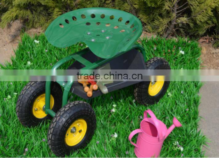 Metal seat garden work seat cart with four wheels TC1852