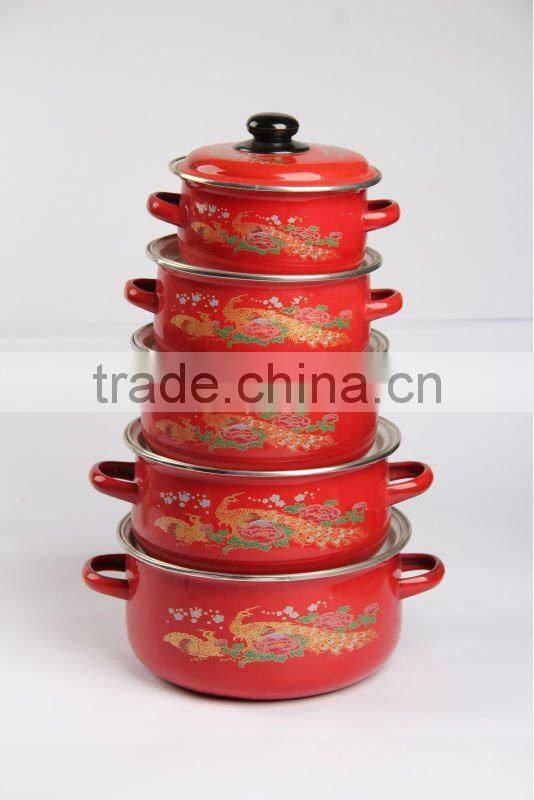Nice enamel casserole with normal and hollow handle