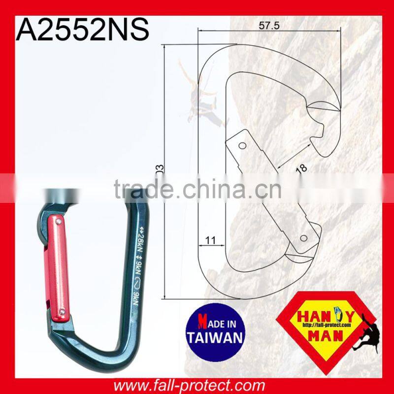 28KN Rock Mountaineer Climbing Aluminum Carabiner With Bent Gate
