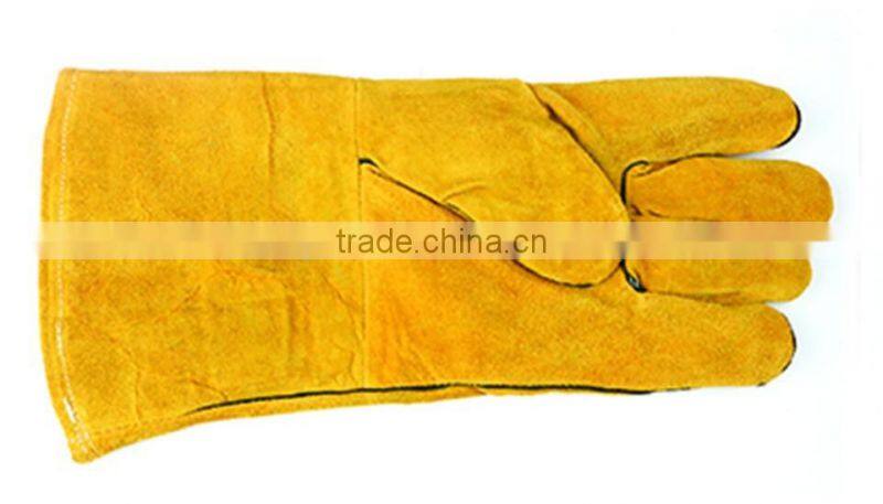 Long sleeves anti-heat safety welding gloves, long protective cow split protective gloves