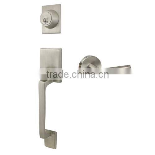 Stainless steel single cylinder door handle lock set