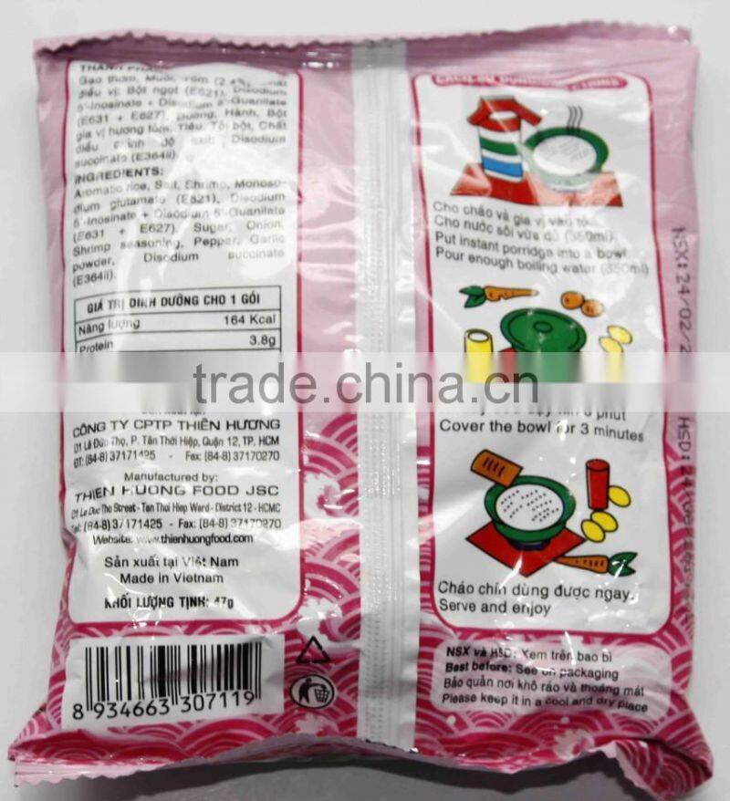 SHRIMP FLAVOUR VIETNAMESE INSTANT PORRIDGE 47g - Thien Huong Food JSC