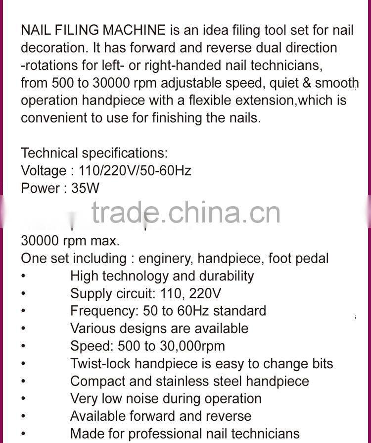 High quality nail filing machine manicure nail art tool