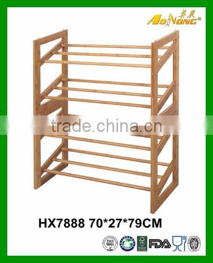 Cheap Eco-friendly 4 Tier Foldable Vertical Bamboo Wood Shoe Rack