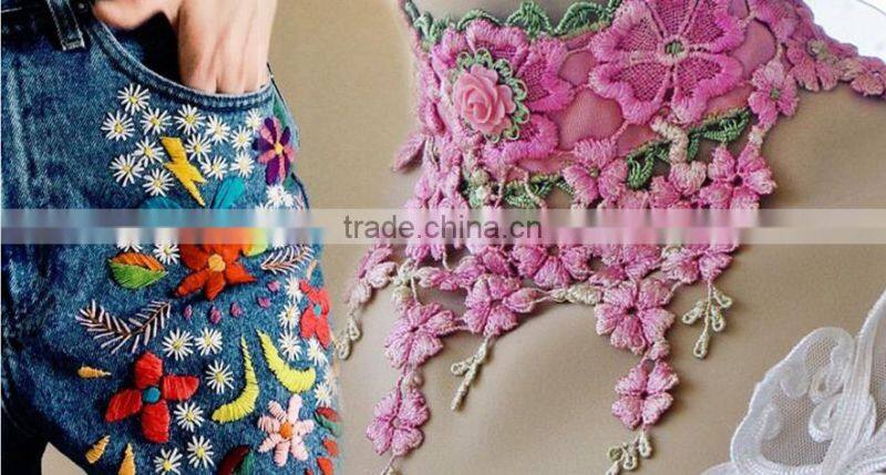 Hot Sale Clothing Flower Embroidery Patch Fabric Accessories Craft WEF-338
