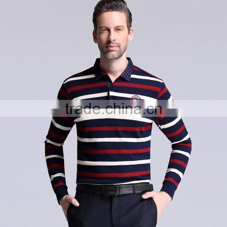 Spring New Style Brand Striped Long Sleeve T Shirt Business Polo T Shirt High Quality polo Shirt