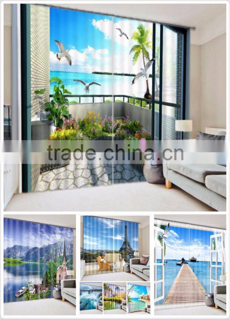 3D fabric customized photo printed curtian simple design blackout bedroom living room curtains