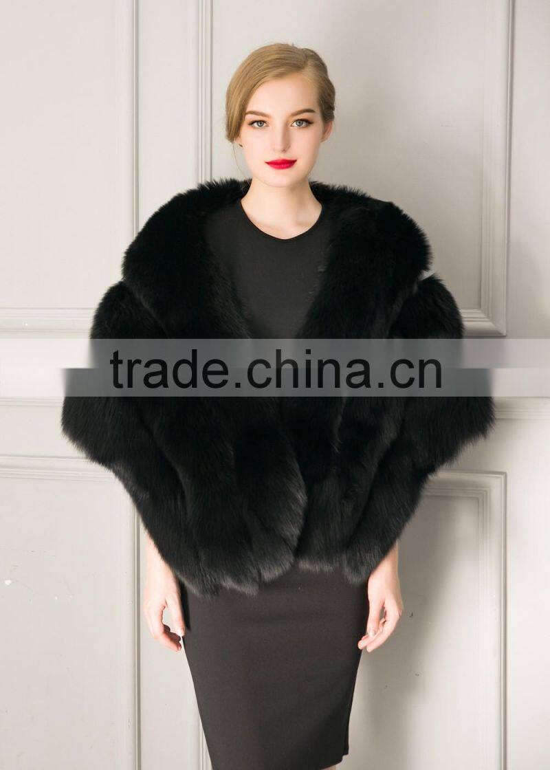 2016 new product high-grade luxury fashion faux fur shawl coat woman cape