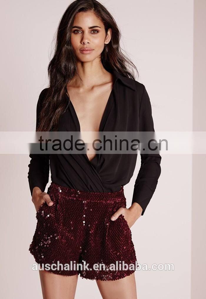 nice design high waisted girls sequin shorts wholesale