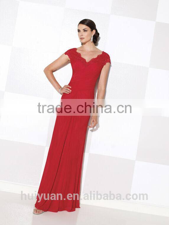elegant chiffon lace cap sleeve deep v neck mother dress prom dress patterns